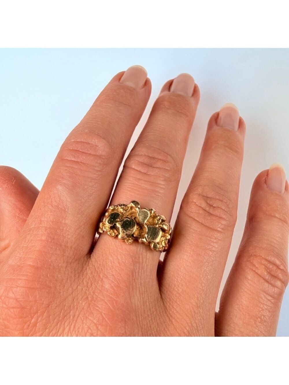 Estate 14K Solid Yellow Gold 11.5mm Nugget Signet Vintage Mens Pinky Ring Size 7 - Picture 10 of 12